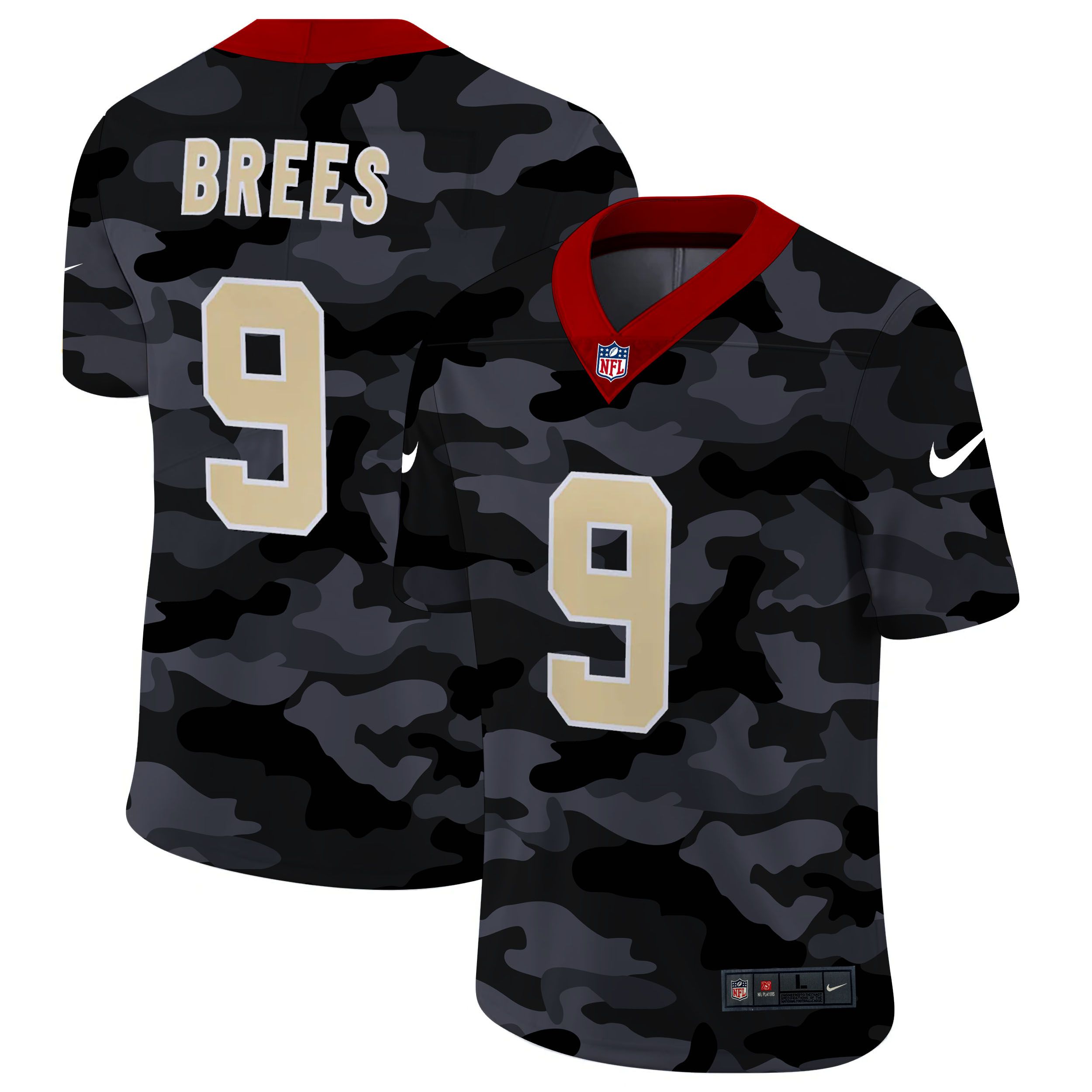 Men New Orleans Saints #9 Brees 2020 Nike 2ndCamo Salute to Service Limited NFL Jerseys